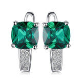 Green Emerald Cushion Cut Huggie Earrings – 925 Sterling Silver Gemstone Hoop Earrings for Women - Julie bags