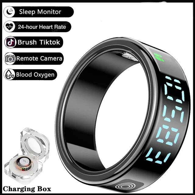 Smart Ring – LED Display, Heart Rate & SpO2, Bluetooth, Waterproof - Julie bags