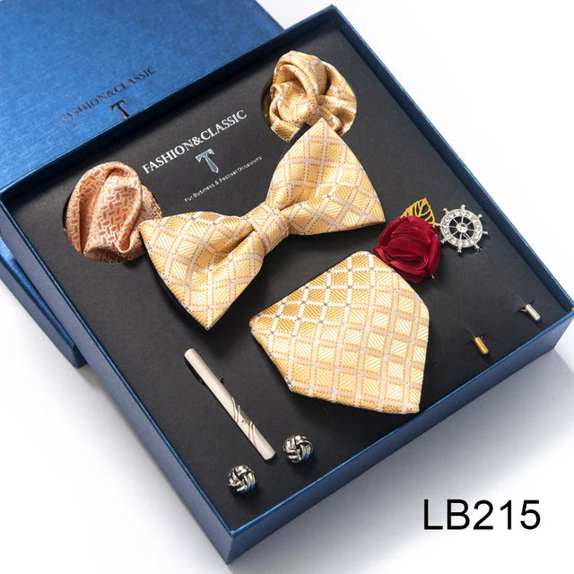 Silk Tie Set with Cufflinks & Pocket Square - Necktie Gift Box
