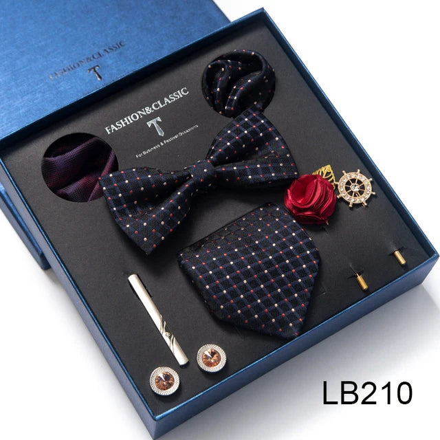 Silk Tie Set with Cufflinks & Pocket Square - Necktie Gift Box