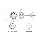 Moissanite Stud Earrings – D Color 925 Sterling Silver Classic Solitaire Earrings for Women