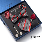 Silk Tie Set with Cufflinks & Pocket Square - Necktie Gift Box