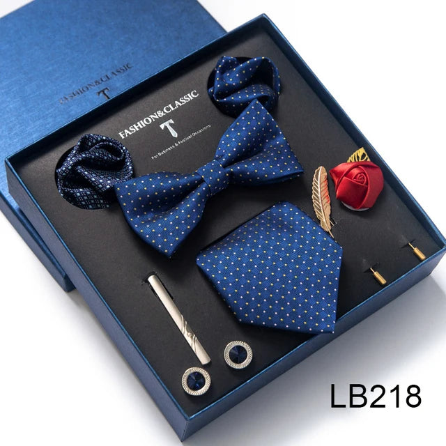 Silk Tie Set with Cufflinks & Pocket Square - Necktie Gift Box