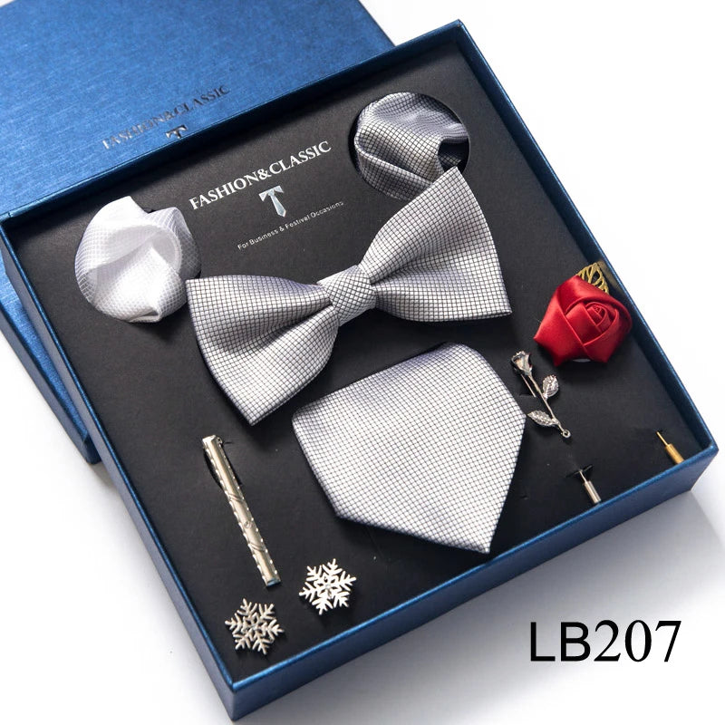 Silk Tie Set with Cufflinks & Pocket Square - Necktie Gift Box
