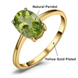 Oval Amethyst Gemstone Ring – 925 Sterling Silver Dainty Gold Plated Ring for Women