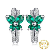 Butterfly Emerald Hoop Earrings – 925 Sterling Silver, Elegant Green Gemstone for Women - Julie bags