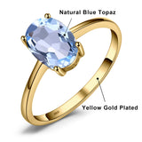 Oval Amethyst Gemstone Ring – 925 Sterling Silver Dainty Gold Plated Ring for Women