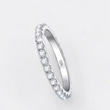 D Color Moissanite Eternity Ring – 925 Sterling Silver 18K White Gold Plated Wedding Band for Women - Julie bags