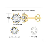 Moissanite Stud Earrings – D Color 925 Sterling Silver Classic Solitaire Earrings for Women