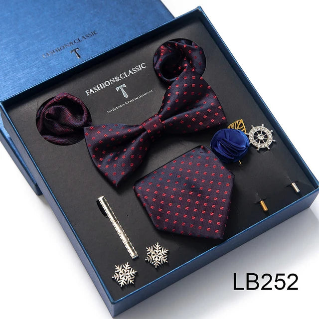 Silk Tie Set with Cufflinks & Pocket Square - Necktie Gift Box