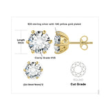 Moissanite Stud Earrings – D Color 925 Sterling Silver Classic Solitaire Earrings for Women