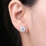 Moissanite Stud Earrings – D Color 925 Sterling Silver Classic Solitaire Earrings for Women