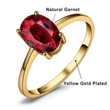 Oval Amethyst Gemstone Ring – 925 Sterling Silver Dainty Gold Plated Ring for Women