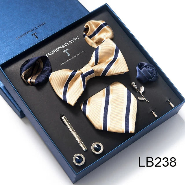 Silk Tie Set with Cufflinks & Pocket Square - Necktie Gift Box
