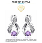 Infinity Amethyst Stud Earrings – 925 Sterling Silver Purple Gemstone Earrings for Women