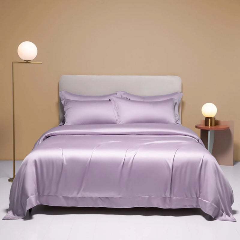 100% Silk Bedding Set - Luxury Solid Color Duvet Cover & Sheets