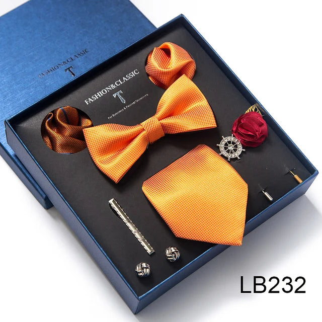 Silk Tie Set with Cufflinks & Pocket Square - Necktie Gift Box