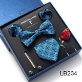 Silk Tie Set with Cufflinks & Pocket Square - Necktie Gift Box