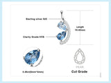 Sky Blue & London Blue Topaz Pendant Necklace – 925 Sterling Silver Teardrop Gemstone Necklace for Women
