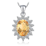 Oval Blue Sapphire Halo Pendant Necklace – 925 Sterling Silver Vintage Royal Style Necklace for Women