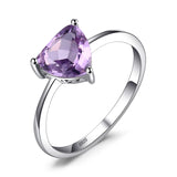 Oval Amethyst Gemstone Ring – 925 Sterling Silver Dainty Gold Plated Ring for Women