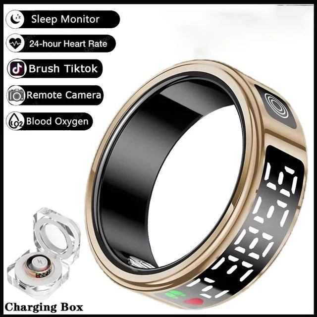 Smart Ring – LED Display, Heart Rate & SpO2, Bluetooth, Waterproof - Julie bags