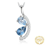 Sky Blue & London Blue Topaz Pendant Necklace – 925 Sterling Silver Teardrop Gemstone Necklace for Women