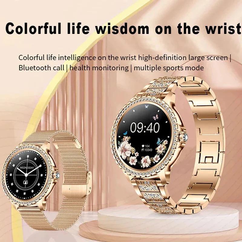 Gold Luxury Smart Watch for Women – 1.32" HD Screen, Custom Dial, Heart Rate Monitor, Voice Call, Sports Tracker - Julie bags