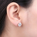Moissanite Stud Earrings – D Color 925 Sterling Silver Classic Solitaire Earrings for Women