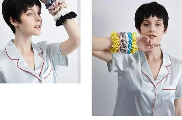 Pure Silk Hair Scrunchies: Luxurious Ponytail Holders (5 Pieces)