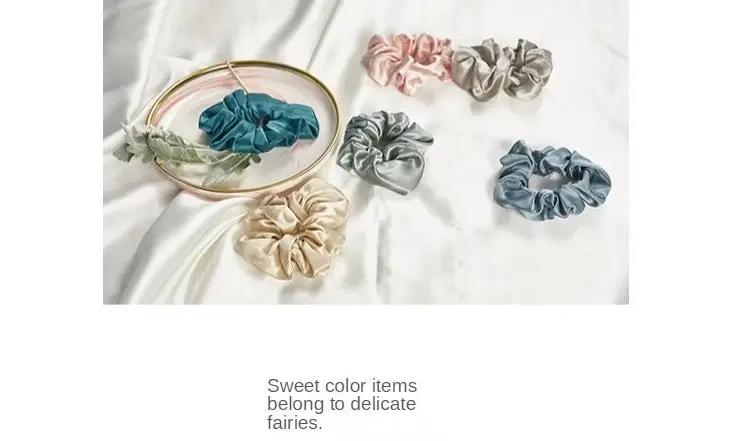 Pure Silk Hair Scrunchies: Luxurious Ponytail Holders (5 Pieces)