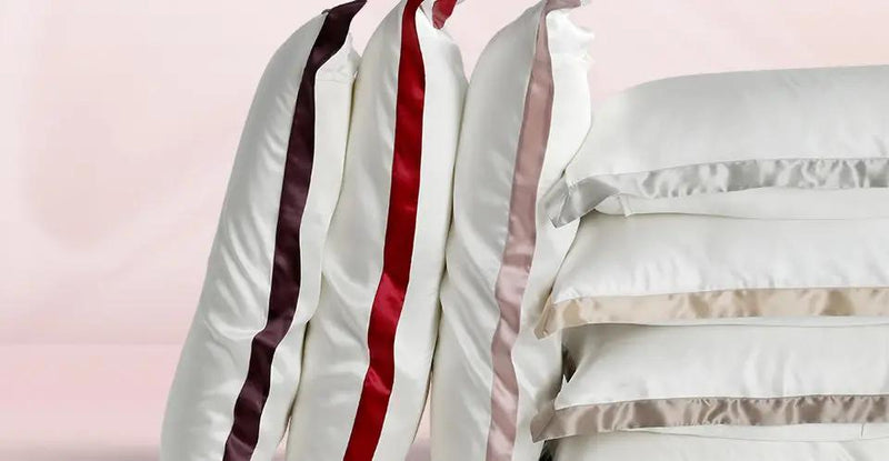 Chroma Chic: White Silk Pillowcase with Colorful Accents